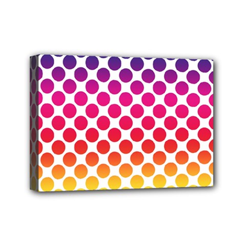 Polka Dots Spectrum Colours Dots Mini Canvas 7  X 5  (stretched) by Pakrebo