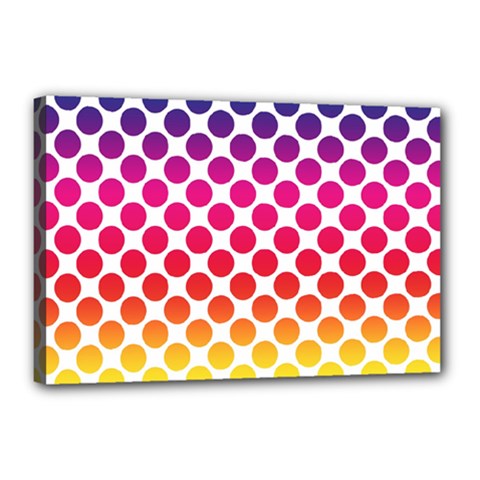 Polka Dots Spectrum Colours Dots Canvas 18  X 12  (stretched) by Pakrebo