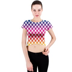 Polka Dots Spectrum Colours Dots Crew Neck Crop Top by Pakrebo