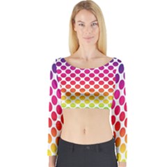 Polka Dots Spectrum Colours Dots Long Sleeve Crop Top by Pakrebo