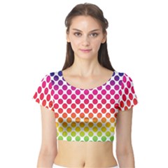 Polka Dots Spectrum Colours Dots Short Sleeve Crop Top by Pakrebo