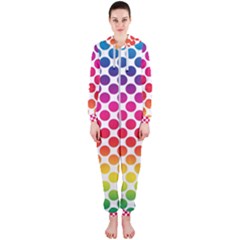 Polka Dots Spectrum Colours Dots Hooded Jumpsuit (ladies)  by Pakrebo