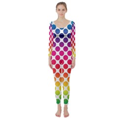 Polka Dots Spectrum Colours Dots Long Sleeve Catsuit by Pakrebo