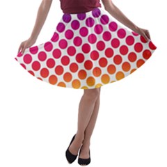 Polka Dots Spectrum Colours Dots A-line Skater Skirt by Pakrebo