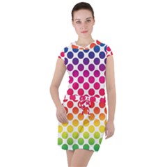 Polka Dots Spectrum Colours Dots Drawstring Hooded Dress