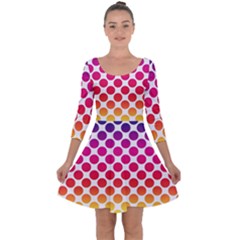 Polka Dots Spectrum Colours Dots Quarter Sleeve Skater Dress