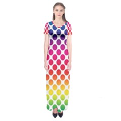 Polka Dots Spectrum Colours Dots Short Sleeve Maxi Dress by Pakrebo