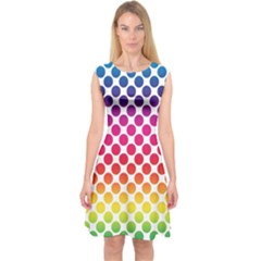 Polka Dots Spectrum Colours Dots Capsleeve Midi Dress by Pakrebo