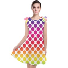 Polka Dots Spectrum Colours Dots Tie Up Tunic Dress