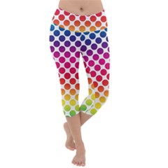 Polka Dots Spectrum Colours Dots Lightweight Velour Capri Yoga Leggings