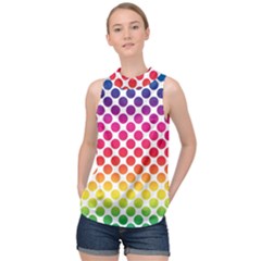 Polka Dots Spectrum Colours Dots High Neck Satin Top