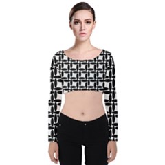 Ellipse Pattern Background Velvet Long Sleeve Crop Top