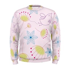 Floral Background Bird Drawing Men s Sweatshirt by Pakrebo