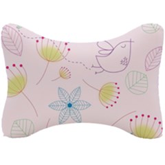 Floral Background Bird Drawing Seat Head Rest Cushion