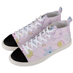 Floral Background Bird Drawing Men s Mid-top Canvas Sneakers