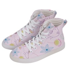 Floral Background Bird Drawing Women s Hi-top Skate Sneakers