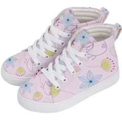 Floral Background Bird Drawing Kids  Hi-top Skate Sneakers