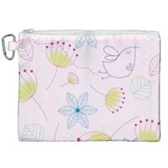 Floral Background Bird Drawing Canvas Cosmetic Bag (xxl)