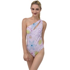 Floral Background Bird Drawing To One Side Swimsuit by Pakrebo