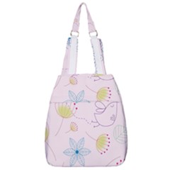 Floral Background Bird Drawing Center Zip Backpack