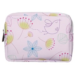 Floral Background Bird Drawing Make Up Pouch (medium)