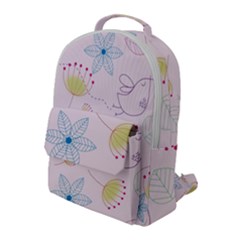 Floral Background Bird Drawing Flap Pocket Backpack (large)