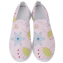 Floral Background Bird Drawing Men s Slip On Sneakers