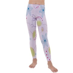 Floral Background Bird Drawing Kids  Lightweight Velour Leggings