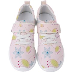 Floral Background Bird Drawing Men s Velcro Strap Shoes