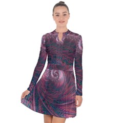 Fractal Artwork Digital Pattern Long Sleeve Panel Dress