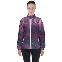 Fractal Artwork Digital Pattern High Neck Windbreaker (women)