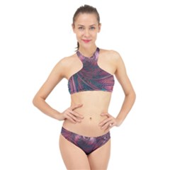 Fractal Artwork Digital Pattern High Neck Bikini Set