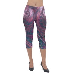 Fractal Artwork Digital Pattern Lightweight Velour Capri Leggings  by Pakrebo