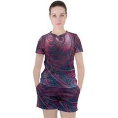 Fractal Artwork Digital Pattern Women s Tee And Shorts Set