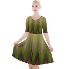 Zig Zag Chevron Classic Pattern Quarter Sleeve A-line Dress