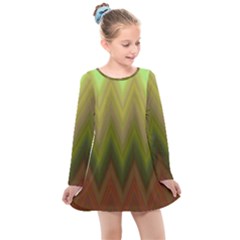 Zig Zag Chevron Classic Pattern Kids  Long Sleeve Dress