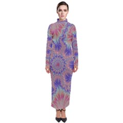 Purple Splat Fractal Art Turtleneck Maxi Dress by Pakrebo