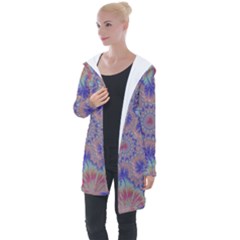 Purple Splat Fractal Art Longline Hooded Cardigan