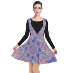 Purple Splat Fractal Art Plunge Pinafore Dress