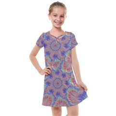 Purple Splat Fractal Art Kids  Cross Web Dress