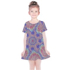 Purple Splat Fractal Art Kids  Simple Cotton Dress by Pakrebo