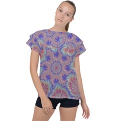 Purple Splat Fractal Art Ruffle Collar Chiffon Blouse