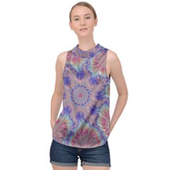 Purple Splat Fractal Art High Neck Satin Top