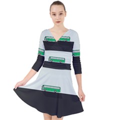 Bus Quarter Sleeve Front Wrap Dress