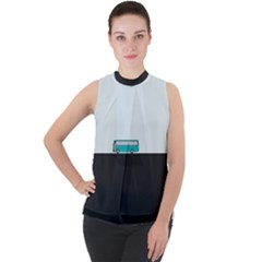 Bus Mock Neck Chiffon Sleeveless Top