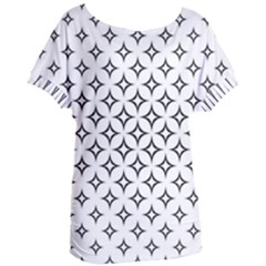 Star Curved Pattern Monochrome Women s Oversized Tee by Pakrebo