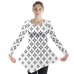 Star Curved Pattern Monochrome Long Sleeve Tunic  by Pakrebo