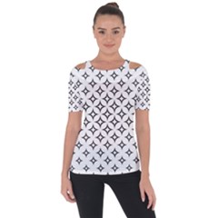 Star Curved Pattern Monochrome Shoulder Cut Out Short Sleeve Top by Pakrebo