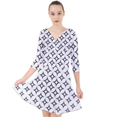 Star Curved Pattern Monochrome Quarter Sleeve Front Wrap Dress by Pakrebo