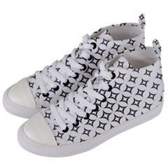 Star Curved Pattern Monochrome Women s Mid-top Canvas Sneakers